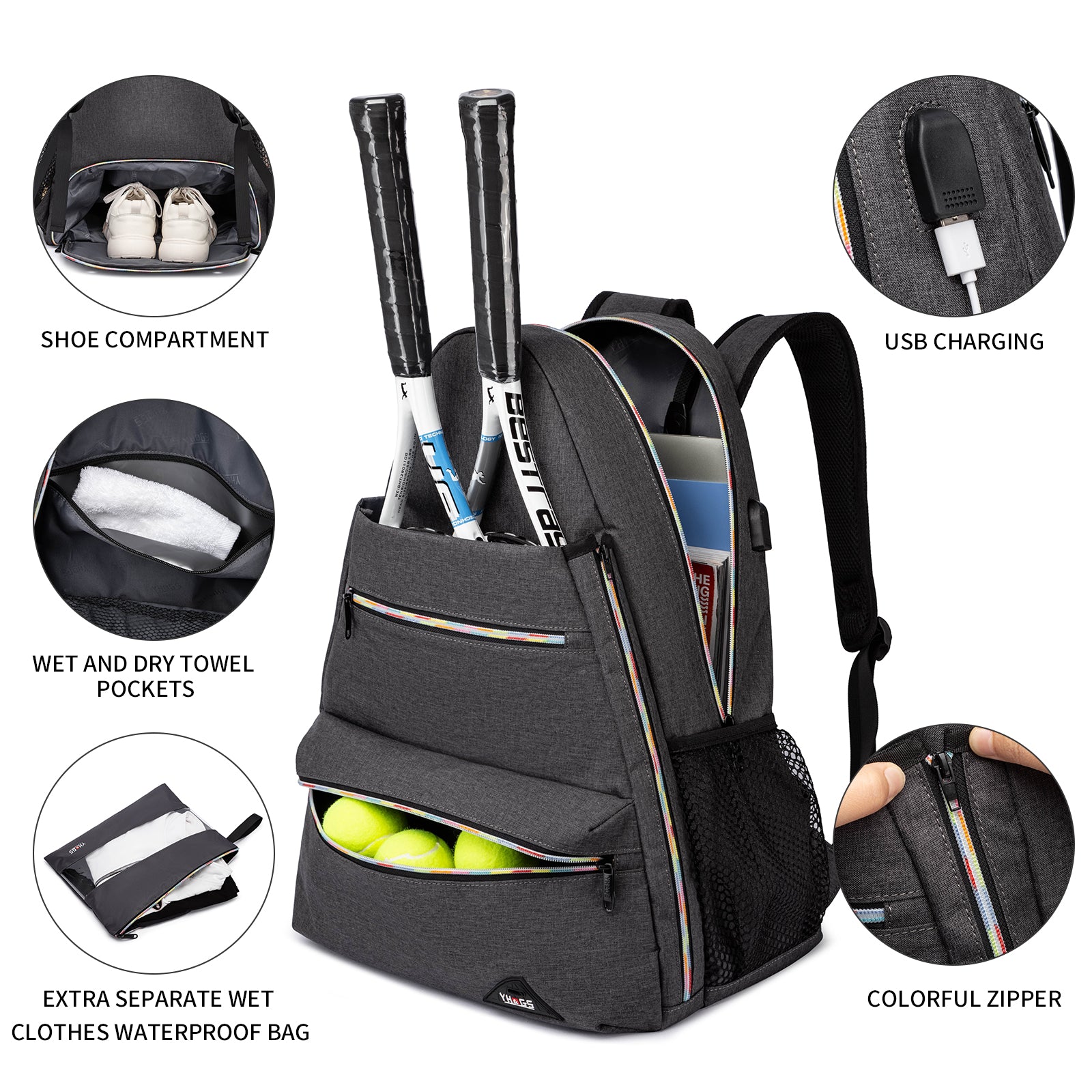Tennis Bags Portable Waterproof Squash Racket Badminton Racket