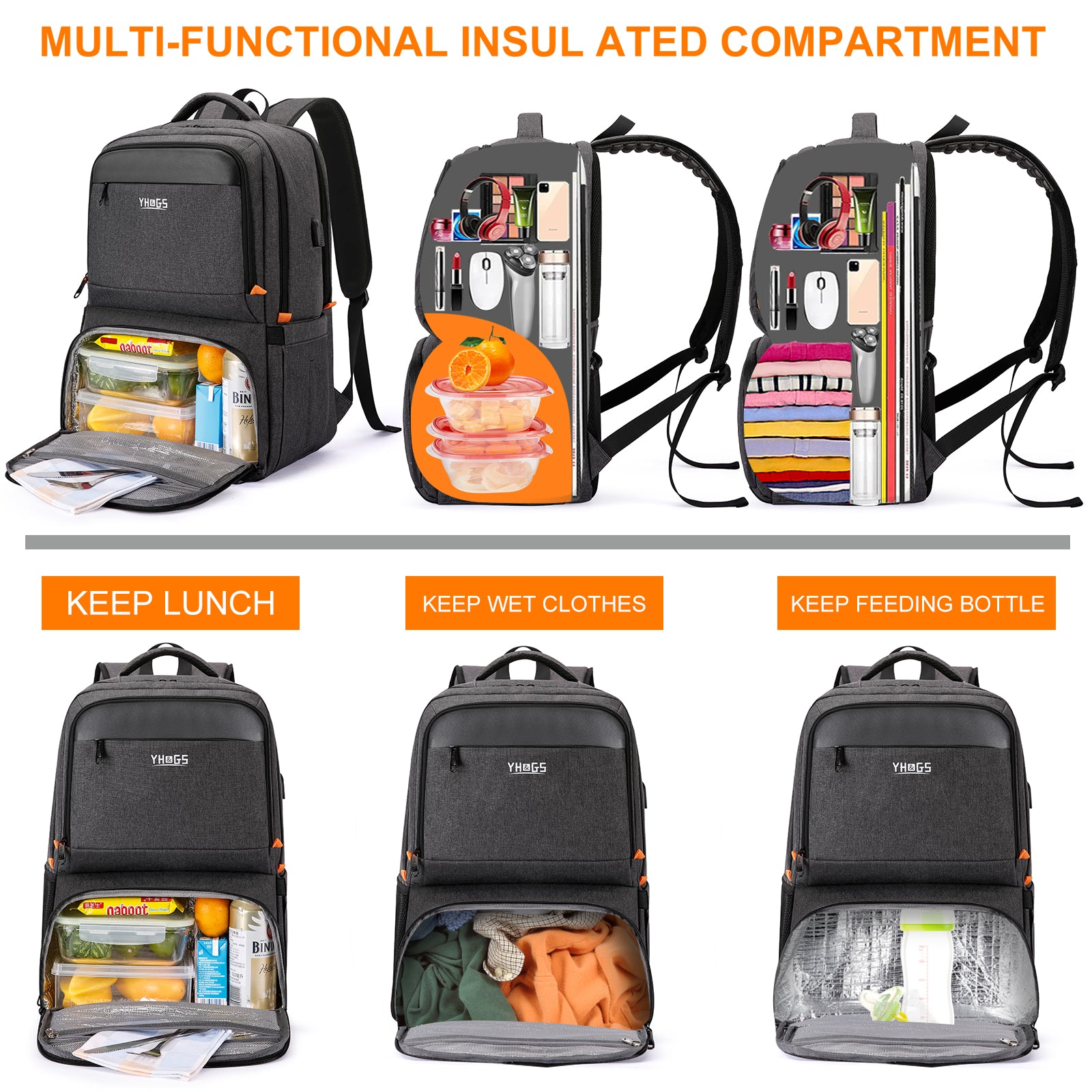 Ocraho Lunch Bag Backpack Insulated Cooler Lunch Box Backpack