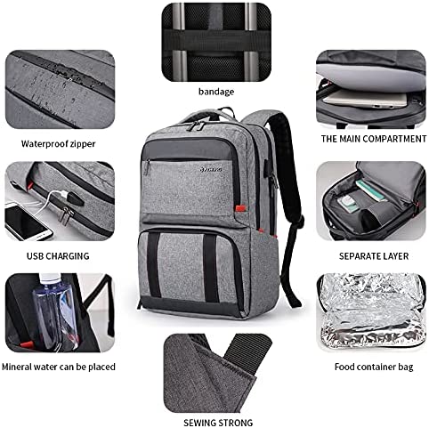 Lunch Backpack, Insulated Cooler Backpack Lunch Box Laptop Backpack with  USB Port for Women Men, Water Resistant Leak-proof Lunch Bag Nurses Gifts  for