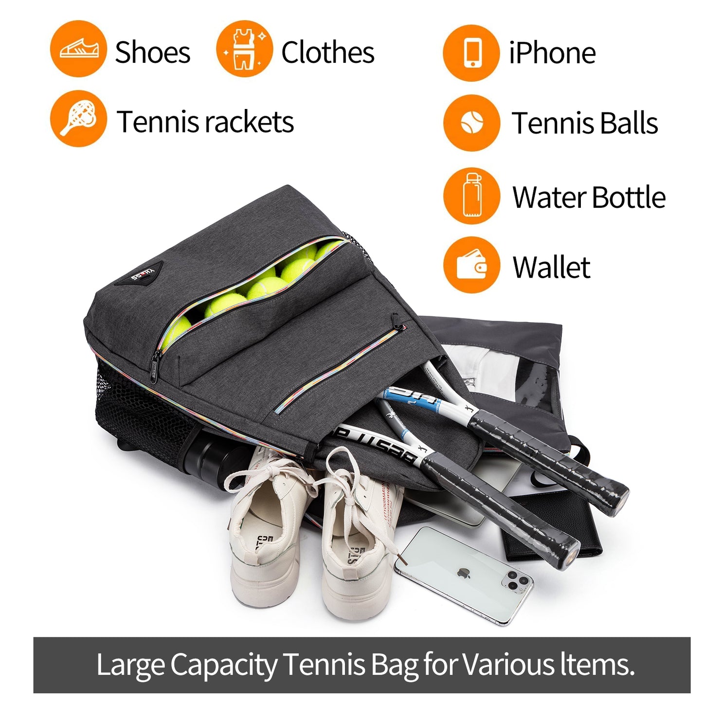 ennis Bag Tennis Backpack, Tennis Bags for Women and Men with Shoe Compartment to Hold Tennis Racket, for Pickleball Paddles, Badminton Racquet, Squash Racquet,Balls and Other Accessories
